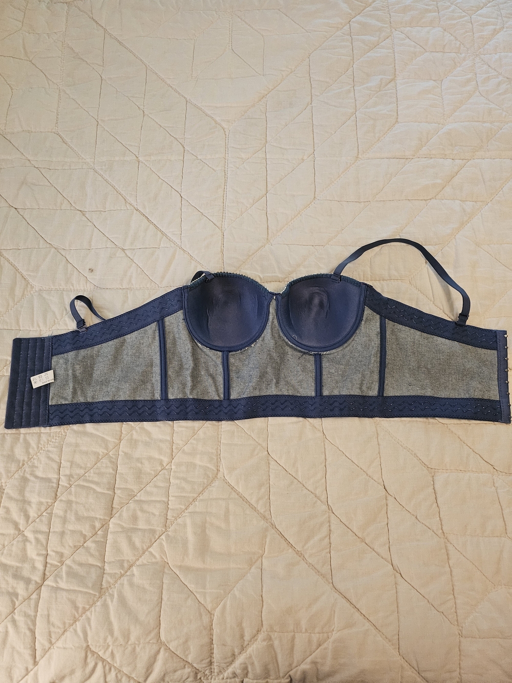 Bustier - Unbranded Denim Corset w/ Rhinestone fringe - Size M - Picture 10 of 12
